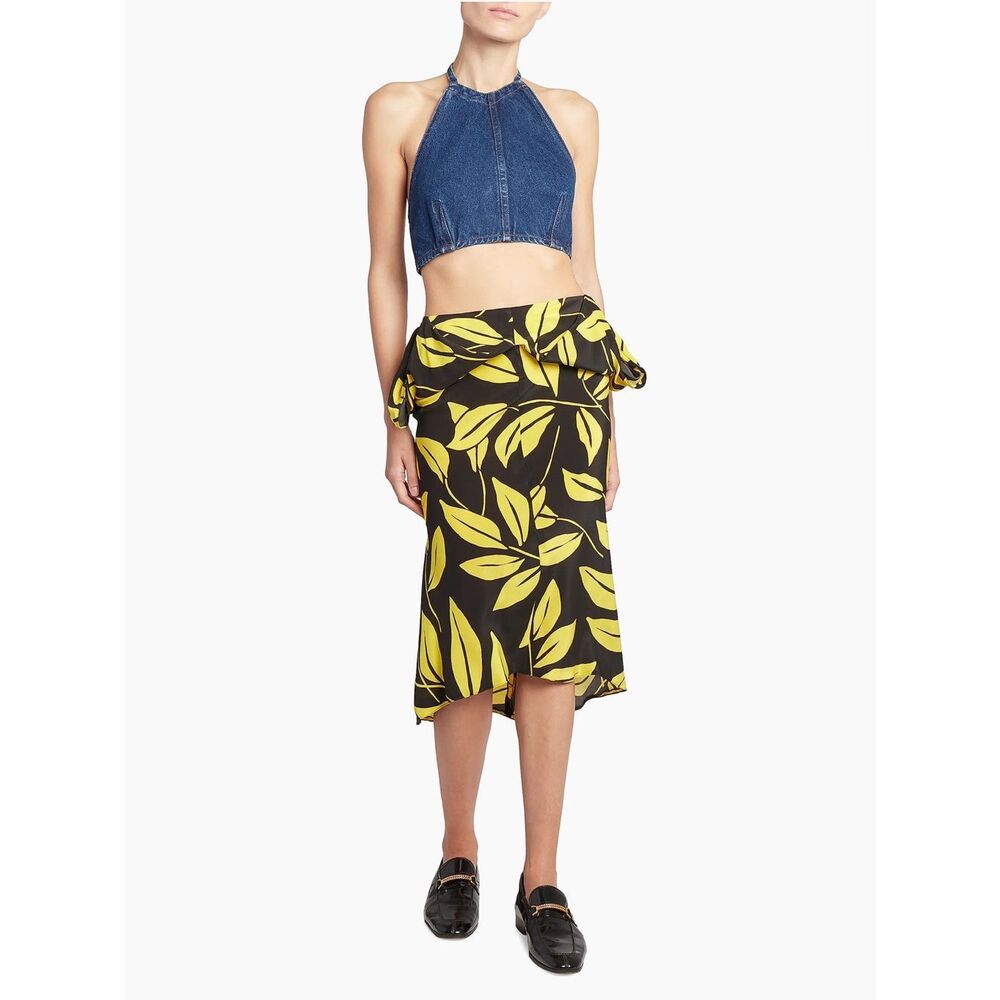 Meryll Rogge Silk Deconstructed Palm Midi-Skirt Size 36(2) $960